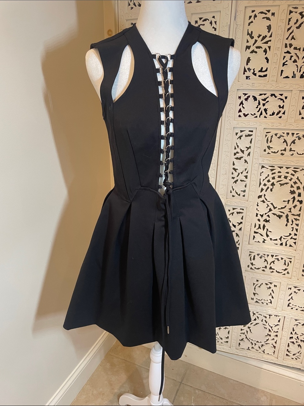 Nasty Gal Black Sleeveless Lace-Up Mini Dress